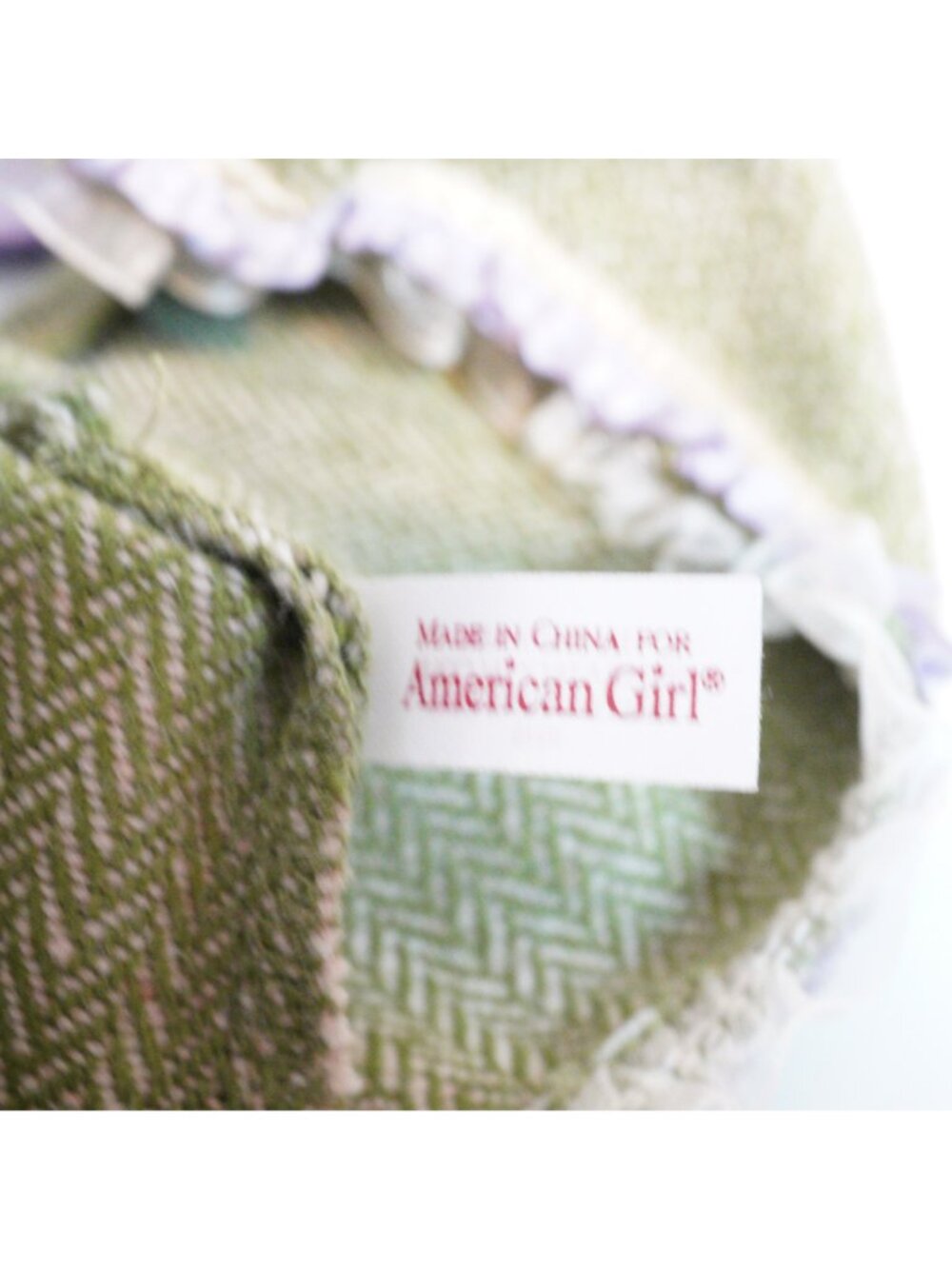 American Girl Doll Go Anywhere Outfit Lavender Cardigan Green Herringbone Skirt - Picture 5 of 5